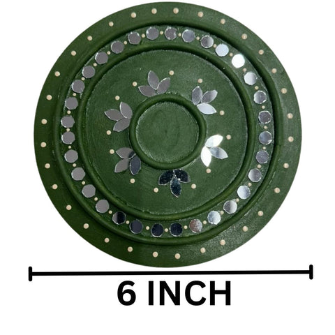 Ready Piece Round Silver Mirror Decor for Wall, Festive & Home Decoration (Ready Piece)- BAPS-108