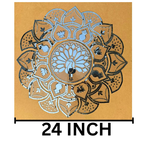 Peacock Mirror Rangoli on Transparent Paper – Ready Made Decorative Mirror Art ST-40