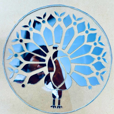 Peacock Mirror Wall Decor – Ready-Made Decorative Mirror Art on Transparent Sheet ST-41