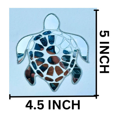 Ready-Made Silver Mirror Turtle Wall Décor Piece ST-67