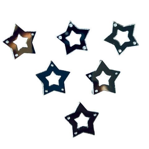 Silver & golden Acrylic Hollow Star Mirror for Fabric Embroidery ( with holes )A-211