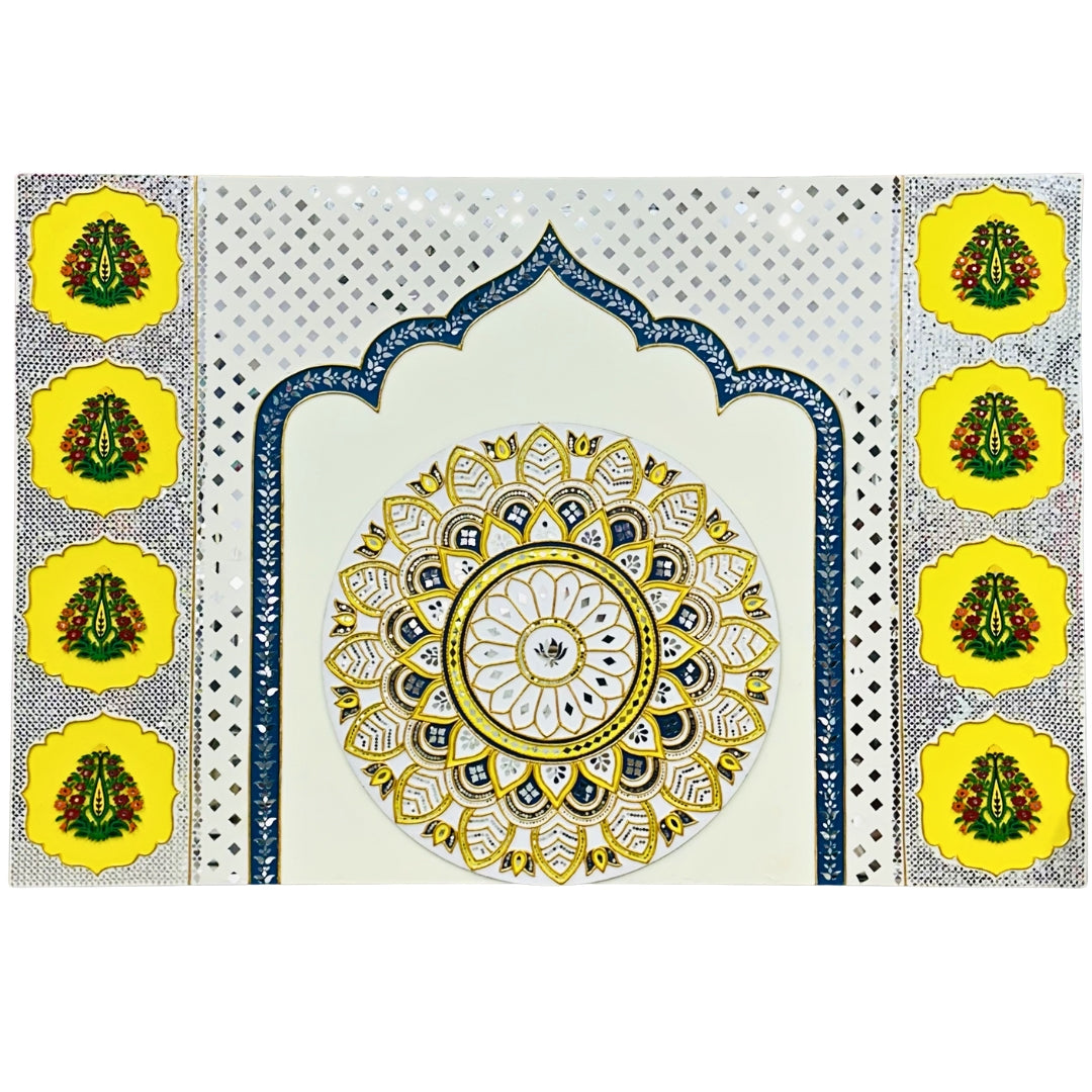 Decorative Wall Panel Set with 30 Inch Round Mandala Mirror Work Centerpiece-BAPS-3