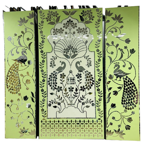 8 Feet Peacock Mirror Wall Panel Set Ready Piece & Event Decor- BAPS-1