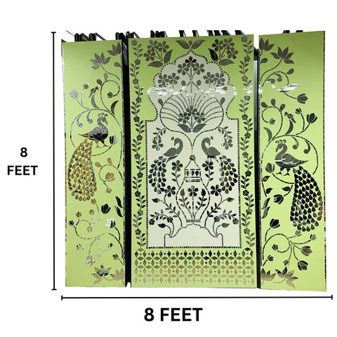 8 Feet Peacock Mirror Wall Panel Set Ready Piece & Event Decor- BAPS-1