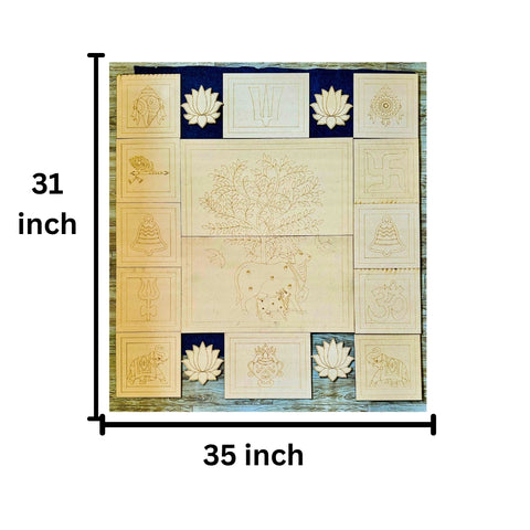Kamdhenu Cow Premarked MDF Board Set for Lippan Art & DIY Wall Decor -798