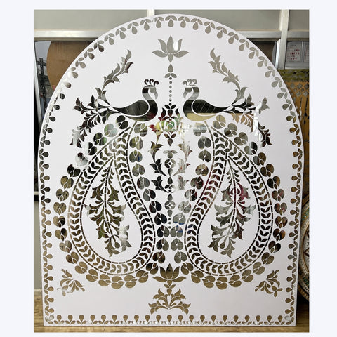 Peacock Arch Mirror & Stencil Set for Mirror Work &  Wall Décor( With Mirror & Stencil ) -1383