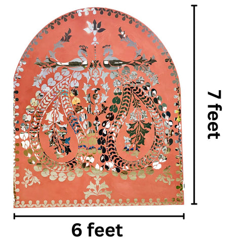 Peacock Arch Mirror & Stencil Set for Mirror Work &  Wall Décor( With Mirror & Stencil ) -1383