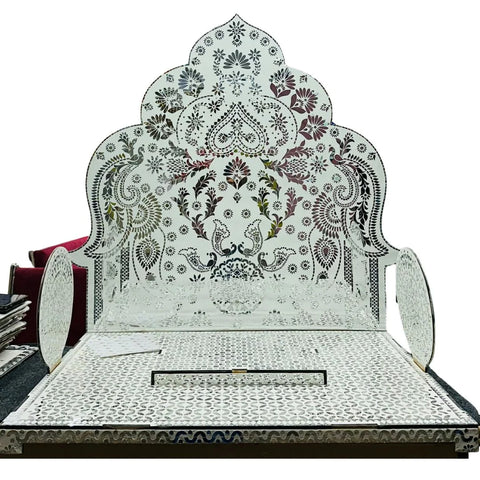 Peacock Floral Mirror Work Singhasan (Ready Piece) - BAPS-57