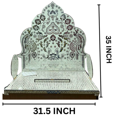 Mirror Sihasan for Home Mandir, Pooja Setup & Festive Decoration (MDF with mirror)-10057