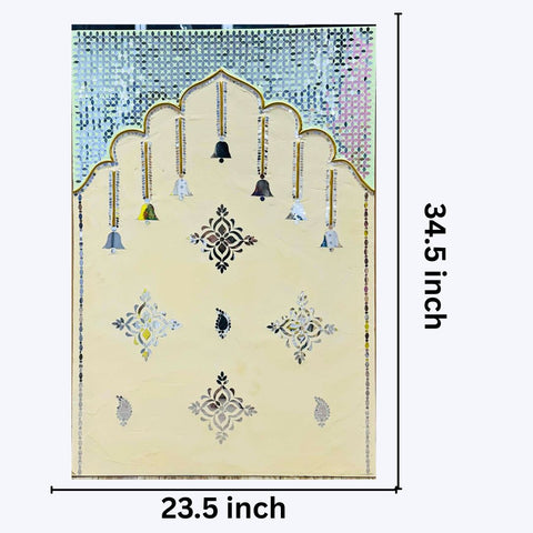 Jharokha Lippan Art Panel with Hanging Bell Design for Wall Decor (Ready Piece) - BAPS-4