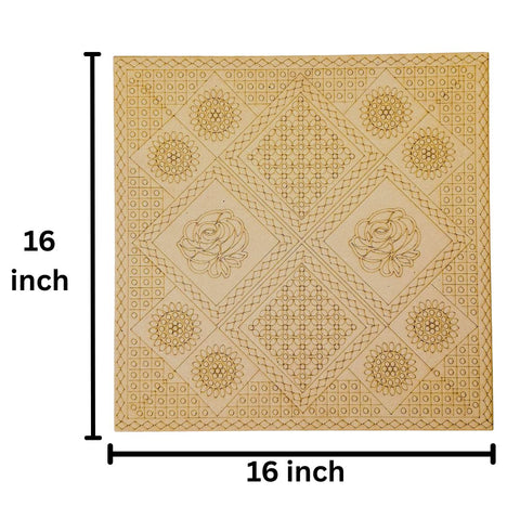 Rose Pattern Premarked MDF Board for Lippan Art & DIY Wall Decor -808
