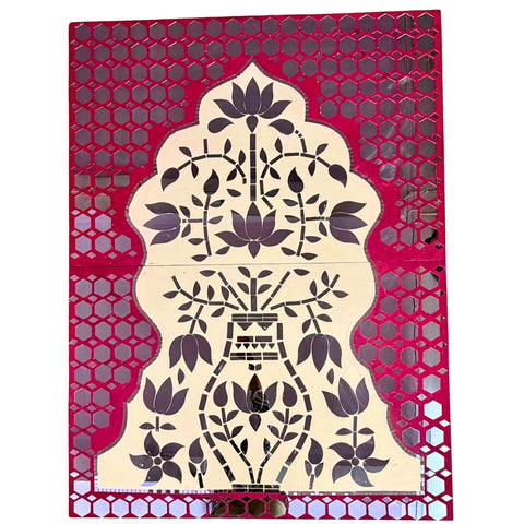 Lotus Kalash Jharokha Mirror Work Decorative Panel (Ready Piece) - BAPS-38