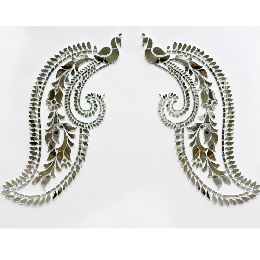 Peacock Feather Mirror Work Decorative Design - 1379