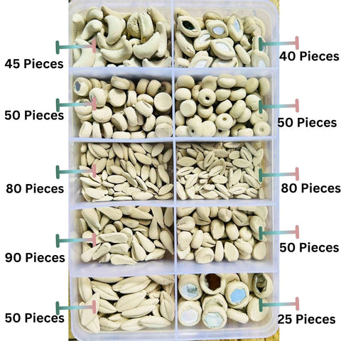 10 Mix Shape Handmade Clay Mirror Pieces Set for Lippan Art, Mandala Art, Mirror Work -818