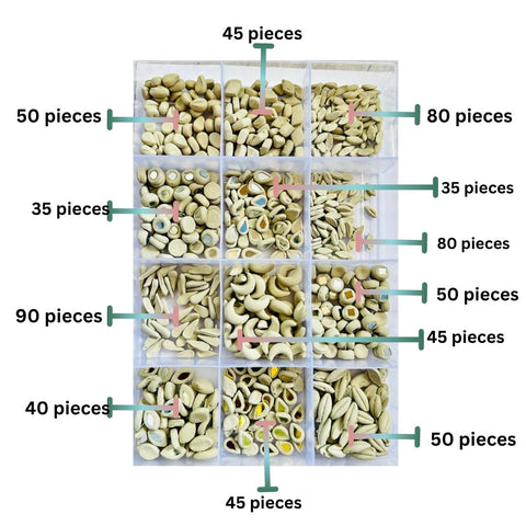12 Shape Clay Beads Kit for Lippan Art, Mirror Work & DIY Crafts-806
