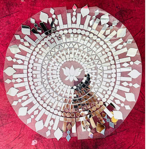 Ready-Made Round  Mirror Design on Transparent Sheet Rangoli  ST-46