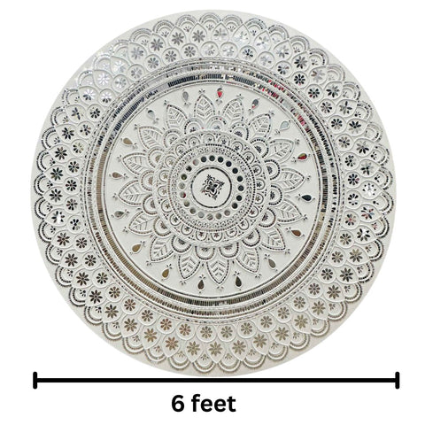 Round Shape Mandala Clay & Mirror Work Wall Art Ready Piece Event & Wedding Backdrop-BAPS-22