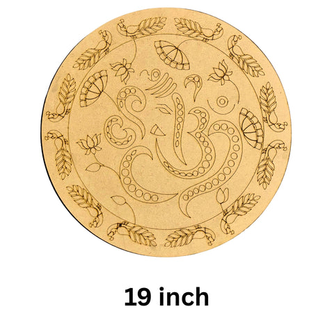 Ganesh Premarked Round MDF Board for Lippan Art & DIY Wall Decor - 809