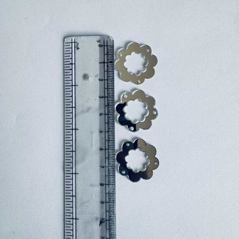 Silver & golden Acrylic  Daisy Flower  Mirror for Fabric Embroidery ( with holes ) A-209