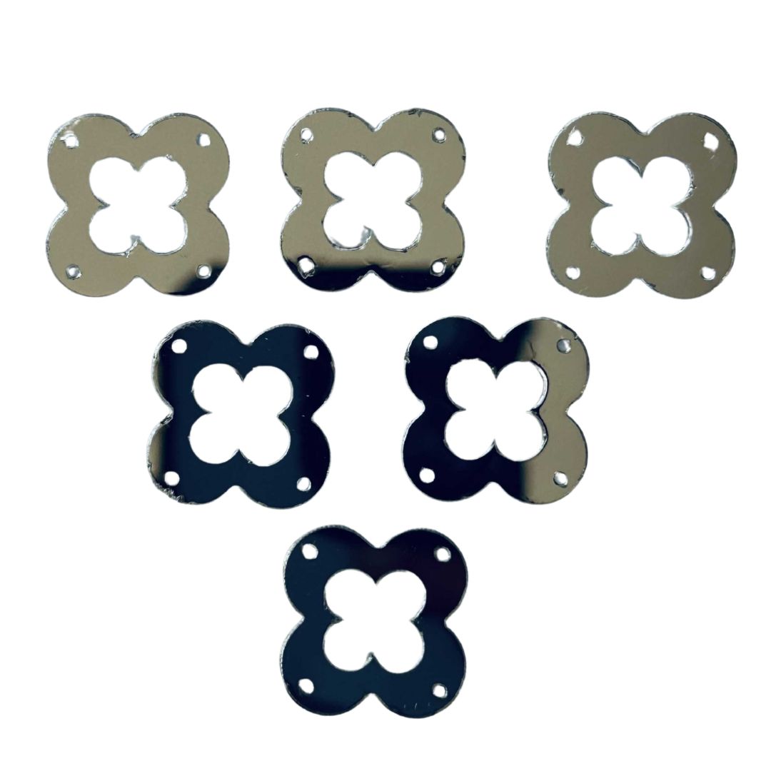 Silver & golden Acrylic Hollow Floral Mirror for Fabric Embroidery ( with holes ) A-217