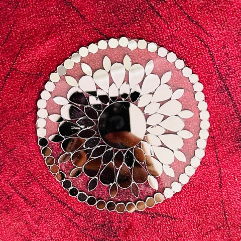 4 Inch Transparent Mirror Rangoli | Ready-to-Use Floral Mirror Decoration for Home & Festive Décor St-103