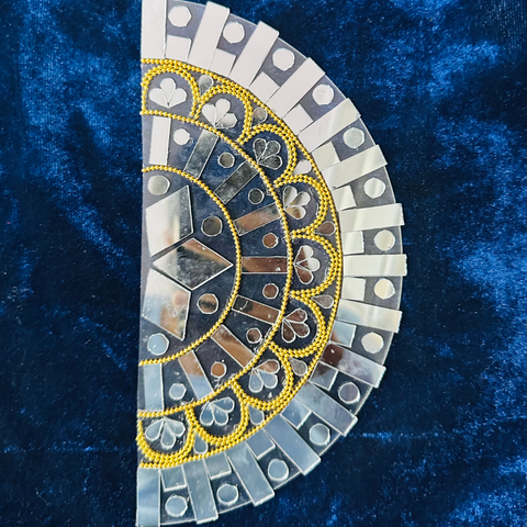 Ready to Use Half Round Mirror Patch 8 x 4 Inch on Transparent Base for Wall, Door & Festive Decoration ST-89