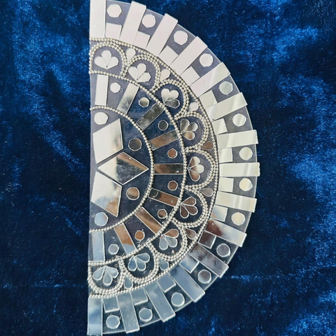 Ready to Use Half Round Mirror Patch 8 x 4 Inch on Transparent Base for Wall, Door & Festive Decoration ST-89