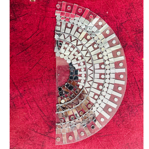 10 x 5 Inch Transparent Half-Round Mirror Patch | Ready-to-Use Decorative Mirror Rangoli Patch St-104