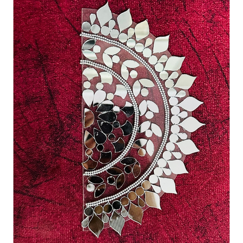 Ready Made Half Round Mirror Decorative Patch on Transparent Sheet – Floral Glass Mirror Design for Wall & Home Decor St-106