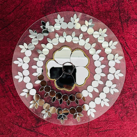 Ready-Made Floral Mirror Rangoli on Transparent Sheet ST-107