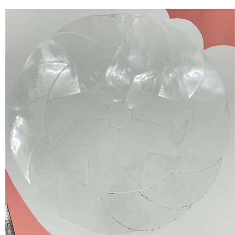 30 Inch DIY Mirror Rangoli Kit with Pre-Marked Transparent Sheet & Matching Mirror Pieces – Round Peacock Design
