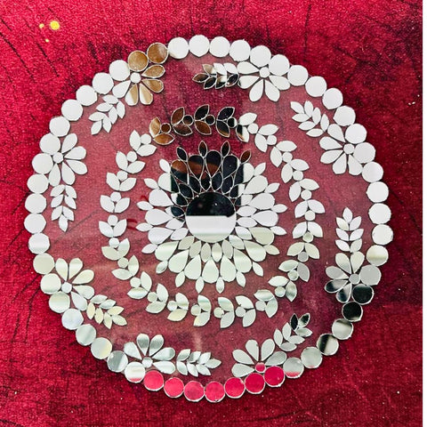 Premium Floral Mirror Rangoli Ready Piece for Home Décor ST-73