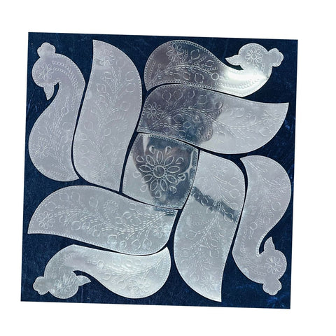Paisley Design Transparent Sheet with Silver Mirrors for DIY Rangoli & Festive Décor--1803