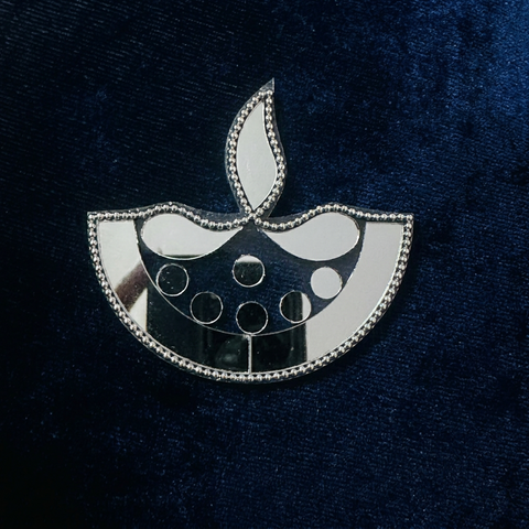 Ready to Use Diya Mirror Patch on Transparent Sheet – Silver or Golden Border Option st-86