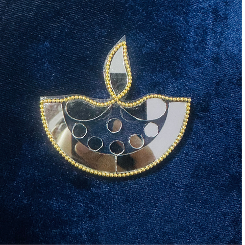 Ready to Use Diya Mirror Patch on Transparent Sheet – Silver or Golden Border Option st-86