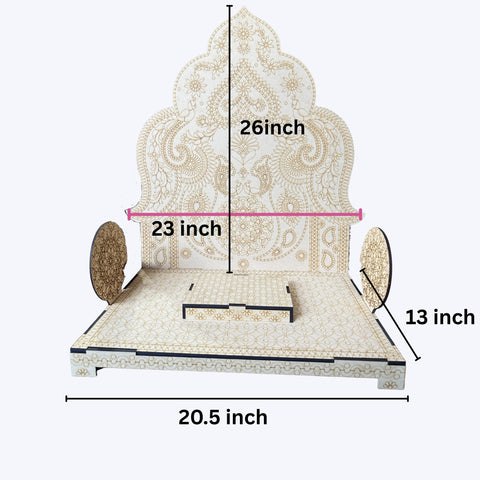 Premium MDF Jharokha Sihasan Backdrop  Mandir Decoration-729