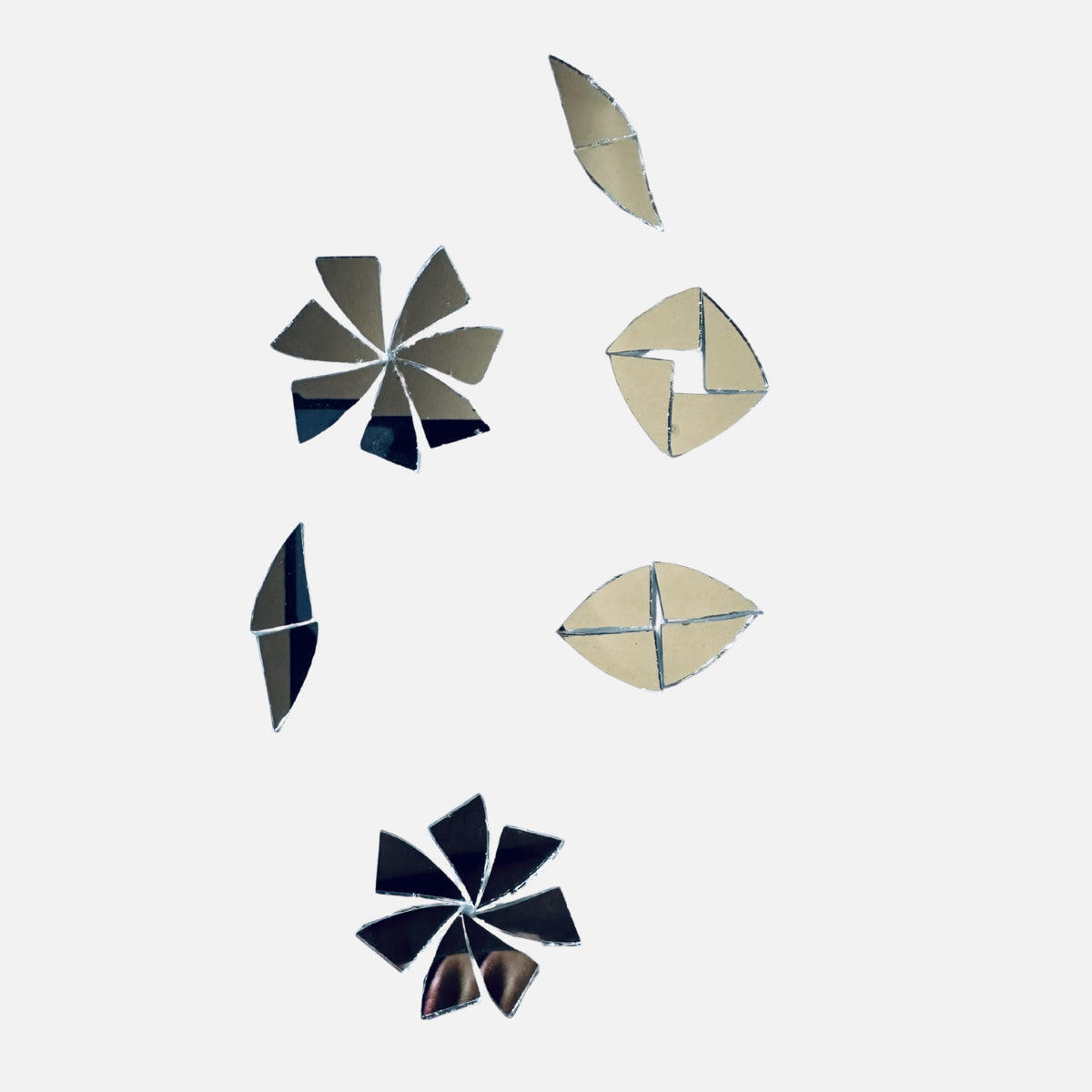 Triangle Petal Shape Silver Mirror Set – (Left & Right) for Lippan Art-TR_1