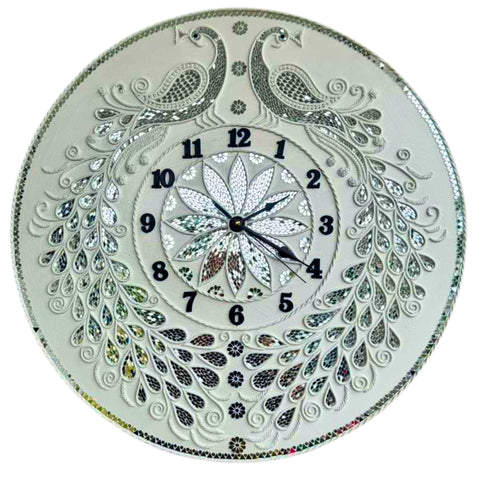 Royal Peacock MDF Wall Clock Base for Lippan Art, Mandala & DIY Mirror Work Craft-775