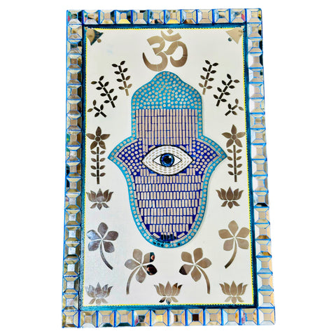 Spiritual Om Pre-Designed MDF Panel with 3D Square Mirror Work-667
