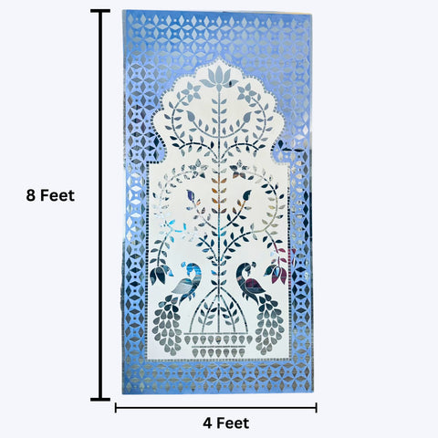 Royal Peacock Floral Event Panel Backdrop  – Wedding Decoration(Only Mirror & Stencil) -1462