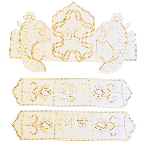 Mini Premarked MDF Shubh Labh Toran (4.2 Inch) for Lippan Art & Festive Decoration-771