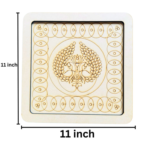 Premarked MDF Peacock Wall Decor Frame with Mirror Design-726 (2 pieces )