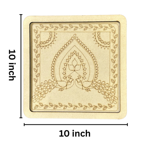 Premarked Peacock Design MDF Base for Lippan Art-722