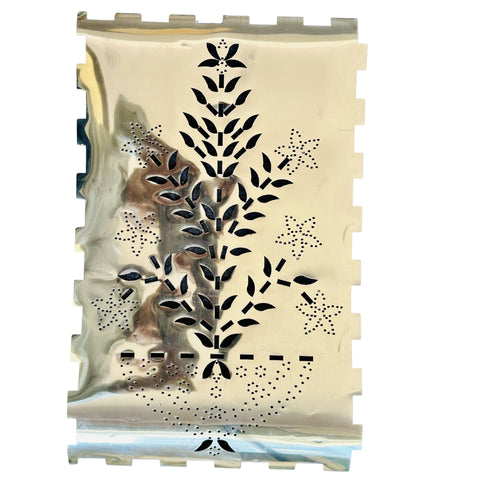jarokha Stencil Pattern Floral Pot Design – Silver Mirror Pieces Only-638