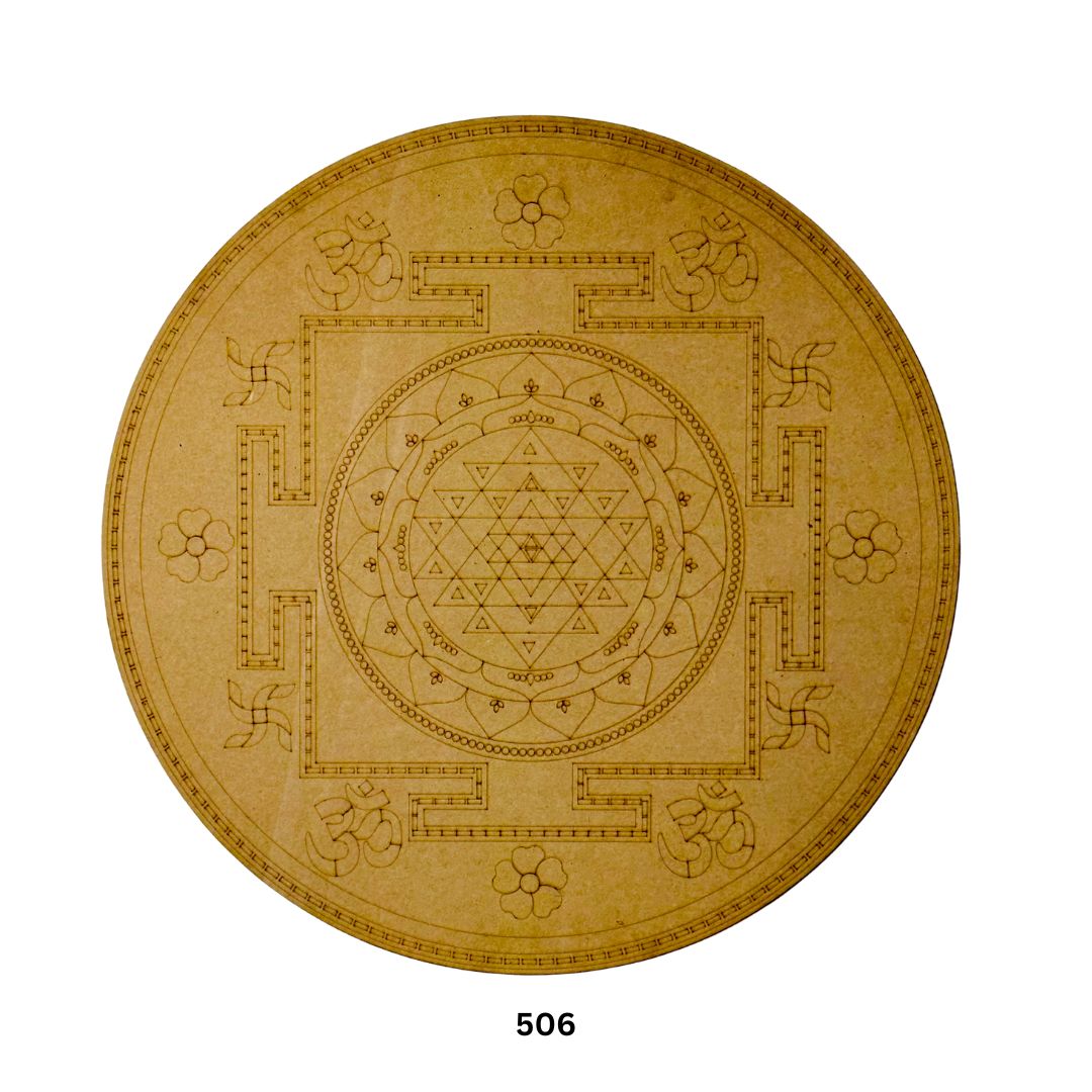 Premarked Shree Yantra Decorative Cutout with Mirror-506