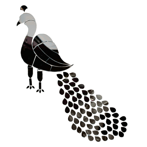 Fancy silver peacock shape mirror M-1179-L