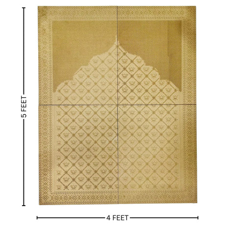 3 Panel Fancy Lotus Mirror Stage Backdrop with Peacock & Lotus Design - BAPS 16