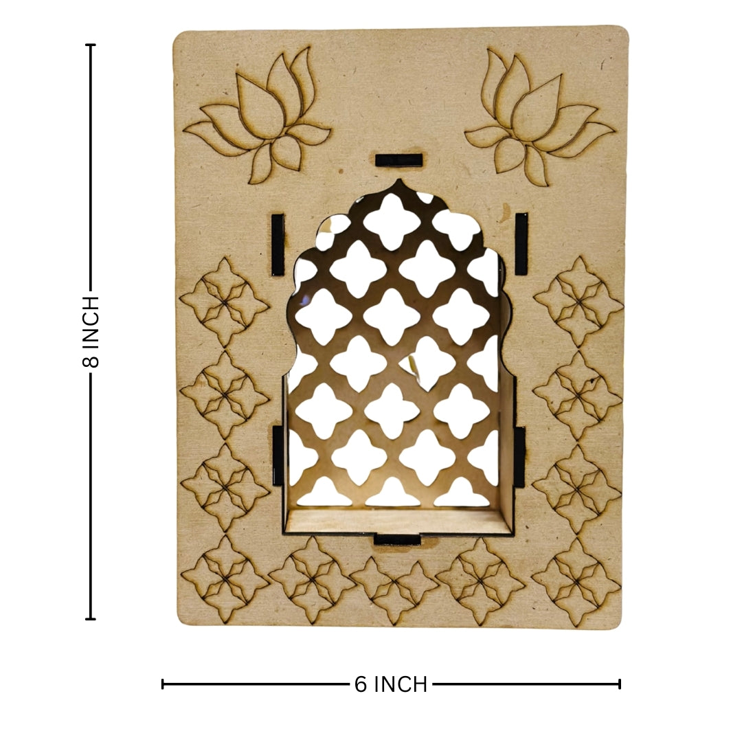 Mdf jharokha candle holder with mirrors - 539