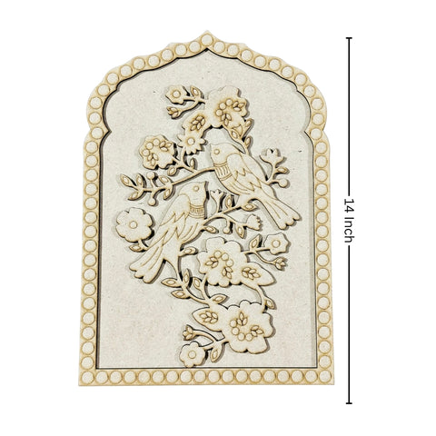 Bird & Floral Design Premarked MDF Jharokha with mirrors - 626