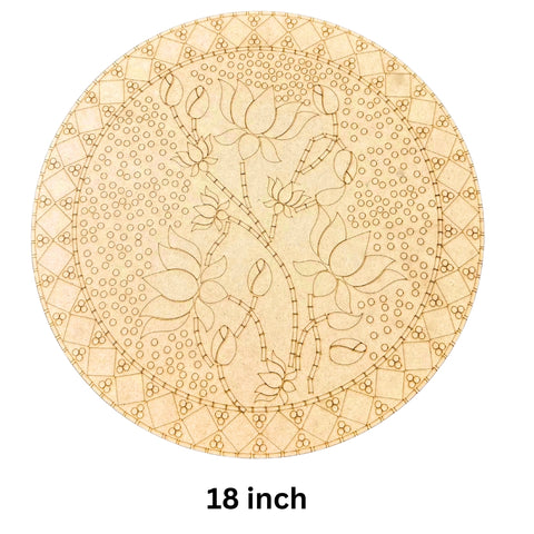 Premarked Lotus Design  MDF Board With Mirror(3D Square Mirror)-636